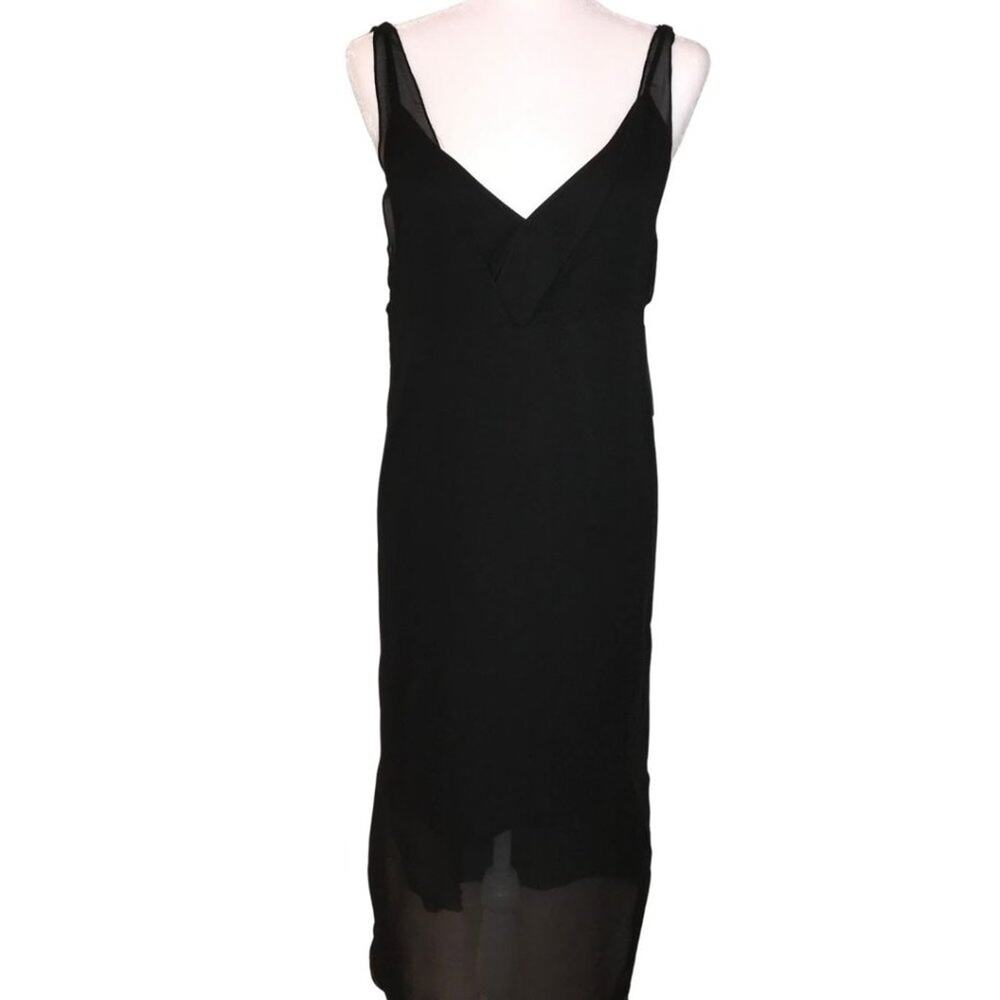 The Fifth Label Black Dress Sheer Overlay Sleeveless Deep V Front and Back XS